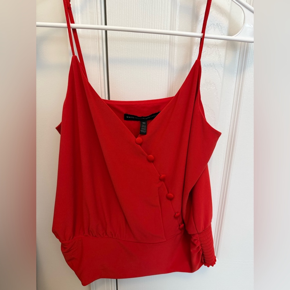 White House Black Market Red Button-Accent Spaghetti Strap Camisole